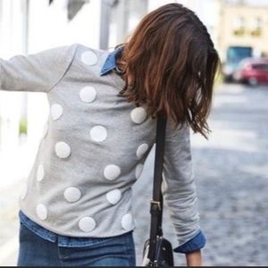 EUC | Boden XL Polka Dot Embroidered Sweatshirt | Grey with White Polka Dots